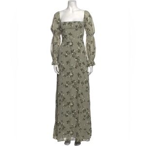 REFORMATION floor length green dress